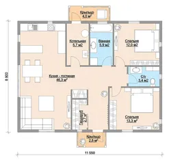 Планировка дома фото с тремя спальнями и гостиной