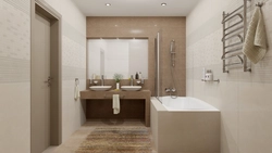 Bathroom with beige floor photo