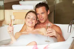 Photo Of A Couple In A Bubble Bath