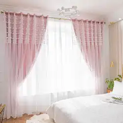 Modern curtains in the bedroom interior photo