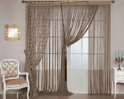 Thread curtains in the living room photo