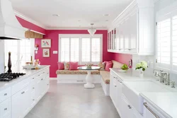 Color Combination With Pink In The Kitchen Interior Photo