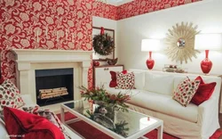 Red And White Living Room Design