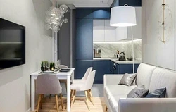 Дизайн кухни гостиной с диваном 14 кв