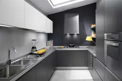 Interior of a small kitchen in gray