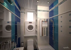 Bathroom design with window, toilet and washing machine