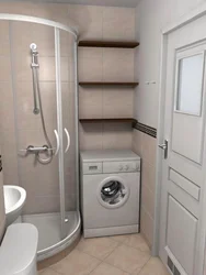 Bathroom Design With Shower Corner And Washing Machine