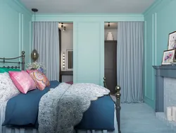 Мятны і шэры колер у інтэр'еры спальні