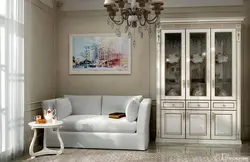 Interior of a white living room in a classic style photo