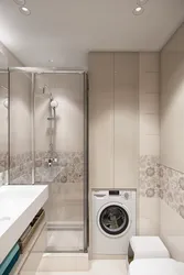 Дизайн ванной комнаты с душевой с туалетом и стиральной машиной