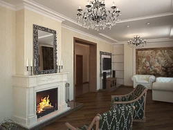 Classic fireplaces in the living room interior