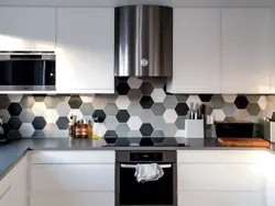 Kitchen design with honeycomb splashback