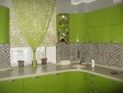 Серо зеленые шторы на кухню фото