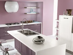 Дизайн кухни стены розовые