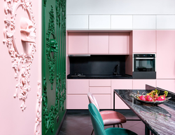 Kitchen design pink walls