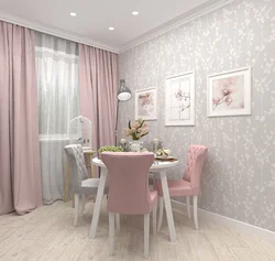 Дизайн кухни стены розовые