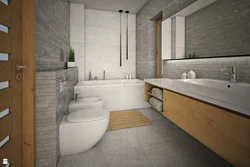 Дизайн ванной белый серый дерево