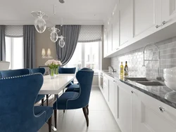 White gray kitchen living room modern design