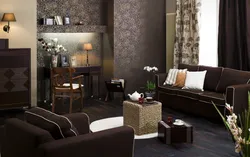 Apartment design with brown furniture