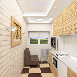 Design of a narrow kitchen 2 by 4 meters photo with a window