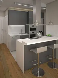 Apartment studio kitchen design with bar counter