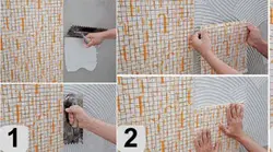 How to properly lay tiles on a wall in a bathroom photo