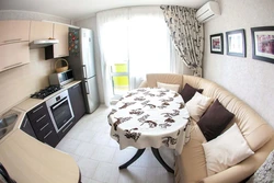 Interior of a small kitchen with a sofa photo