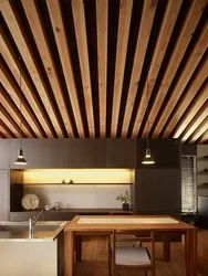 Slatted panels in the kitchen photo
