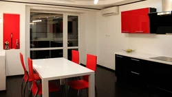 Kitchen interior with red walls