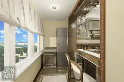 Modern kitchen designs in an apartment with a balcony