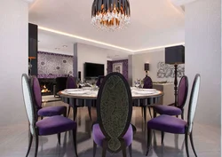 Фиолетовые стулья на кухне фото