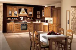 Apartment design with brown kitchen