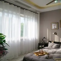 Тюль в спальню в современном стиле без штор фото