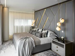 Soft wall panels in the bedroom interior