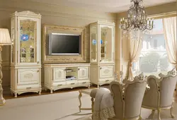 Мебель в гостиную в классическом стиле фото темная
