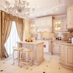 Kitchen design in a classic style in light colors