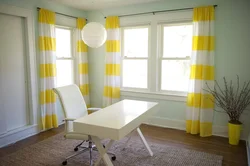 Желтые шторы на кухне фото в интерьере