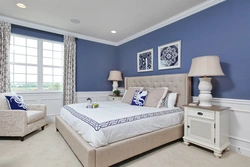 Beige blue bedroom photo