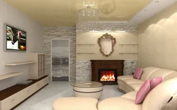 Fireplace in the living room 20 sq m photo