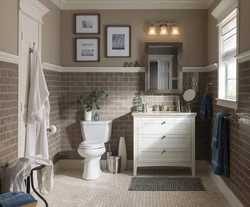 Bathroom interior with half tiles