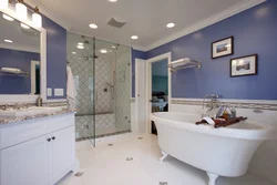 Blue Wall In The Bathroom Interior