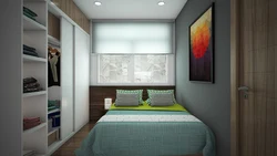 Дизайн узкой спальни с одним окном