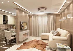 Kitchen Living Room In Brown Tones Photo