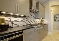 Ceramic tiles on the walls in the kitchen photo