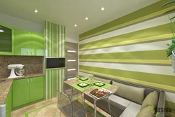 Combination of green with other colors in the kitchen interior