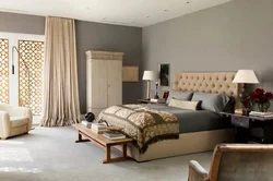 Gray Beige Color In The Bedroom Interior