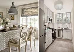 Gray beige walls in the kitchen interior