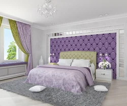 Combination of lilac color in the bedroom interior photo