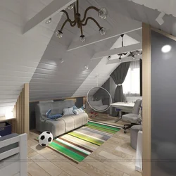 Teenager's bedroom in the attic photo