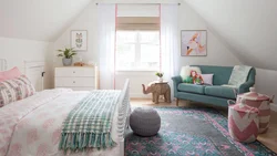 Teenager's bedroom in the attic photo